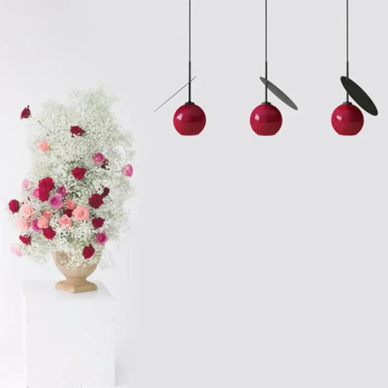 Lovely Cherry Led Pendant Lights Children's room Hanging Lamp Restaurant Living room Pendant Lamp Red/White Glass E27 Concise