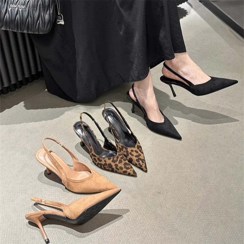 Luxury High Heels Sandals Women Sexy Pointed Toe Shoes for Woman Slippers New Party Shoes Pumps Elegant Slides Mujer Zapatos view 4