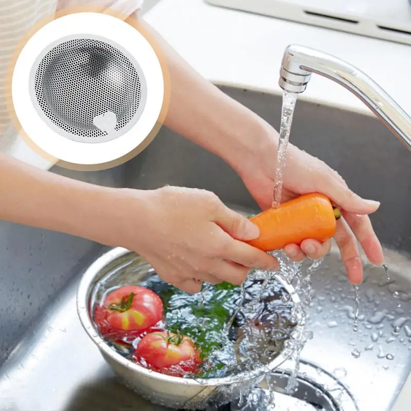 Stainless Steel Sink Strainer Funnel Anti Blocking Dishwasher Sewer Hair Strainer For Kitchen Sink Bathroom Floor Drain Decor