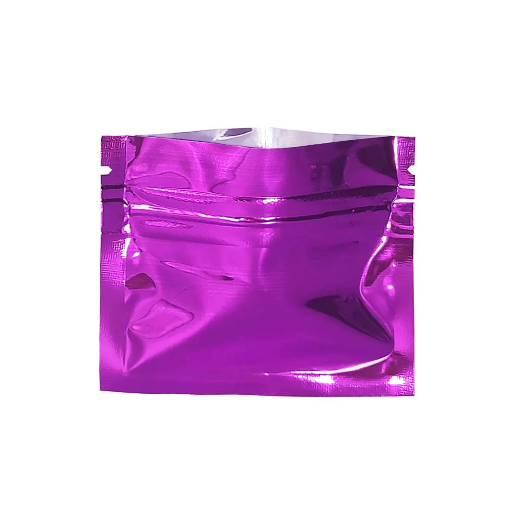 

Purple 7.5x6.3cm Self Sealing Ziplock Small Aluminum Foil Bags Food Candy Tea Sample Storage Zipper Mylar Wrapping Pouch