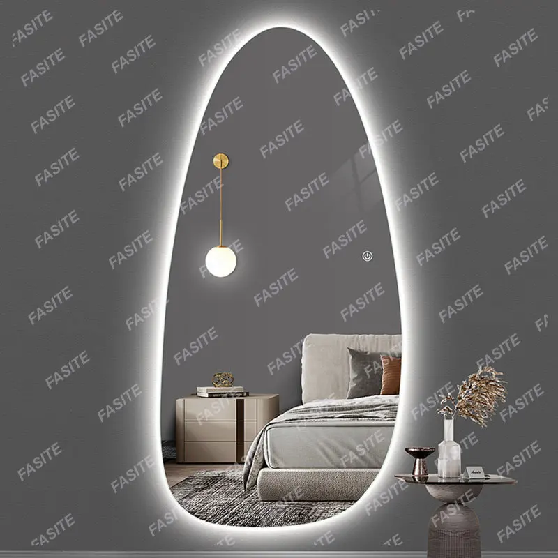 Living Room Bath Mirrors Irregular Hanger Full Asymmetrical Bath Mirrors Fogless Shower Espejos Led Home Improvement WW50BM