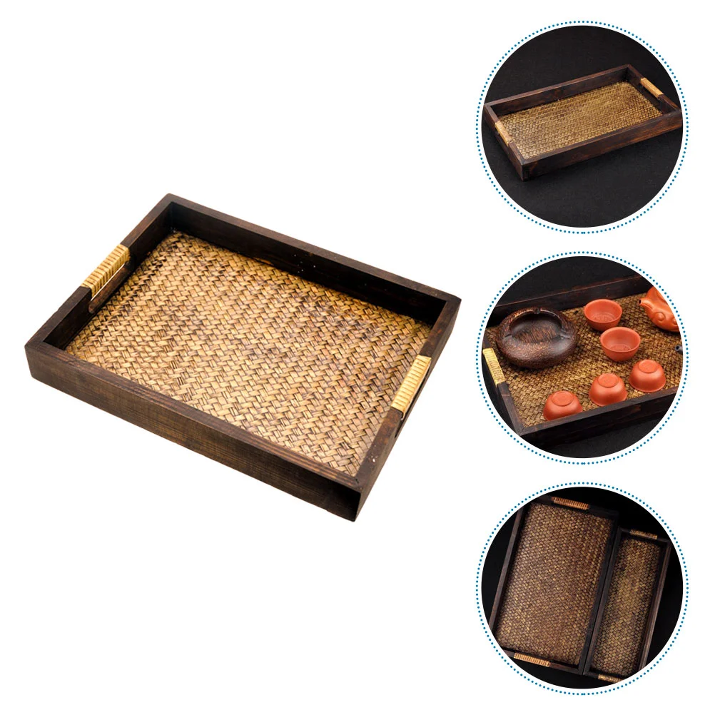 

Wooden Pallet Simple Vintage Tray Rectangle Delicate Coffee Bamboo Strips Tea Salon Serving