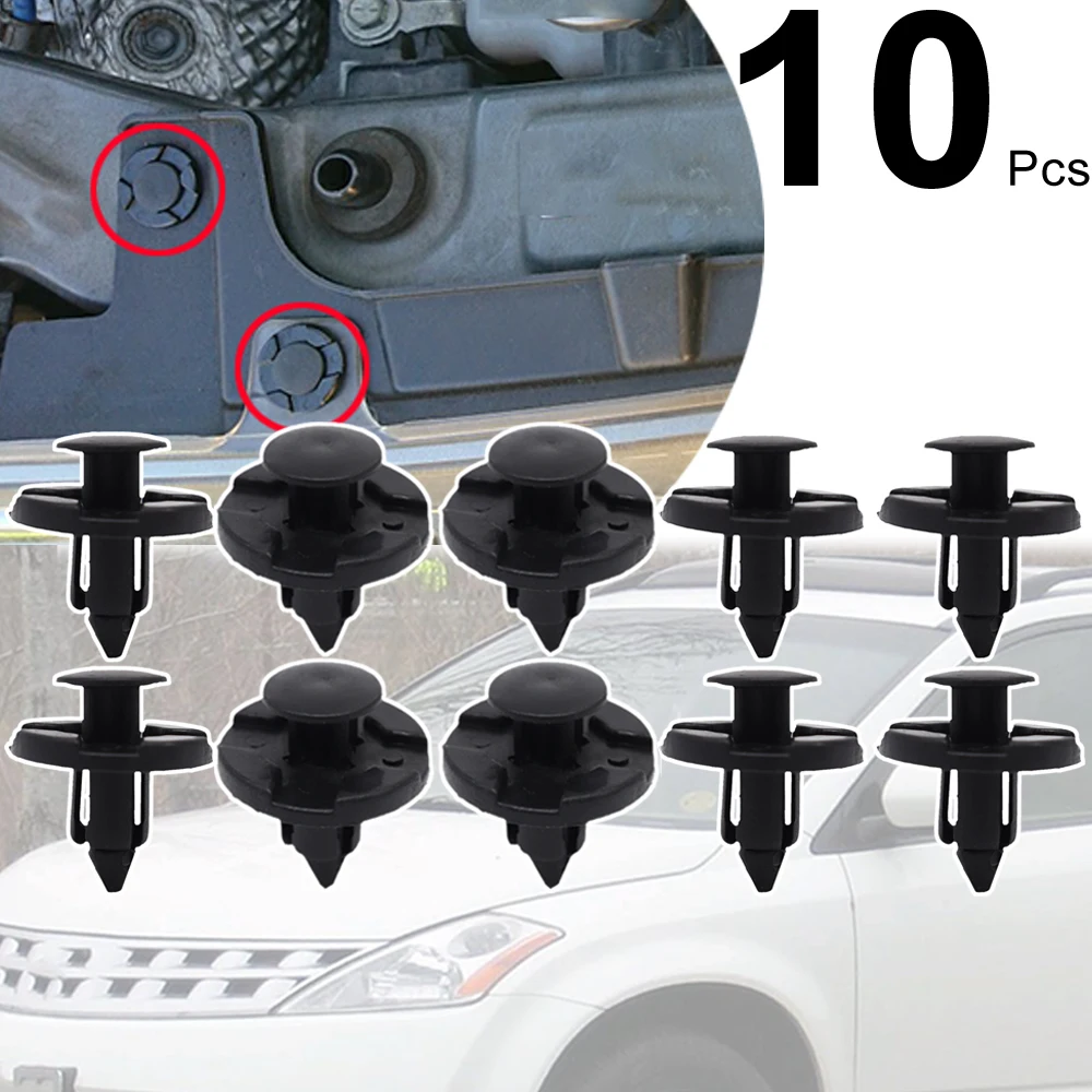 

10Pcs For Nissan Altima 2006 - 2013 Cube Juke Leaf Murano Grille Engine Hood Bonnet Wheel Arch Rivet Body Liner Splashguard Clip