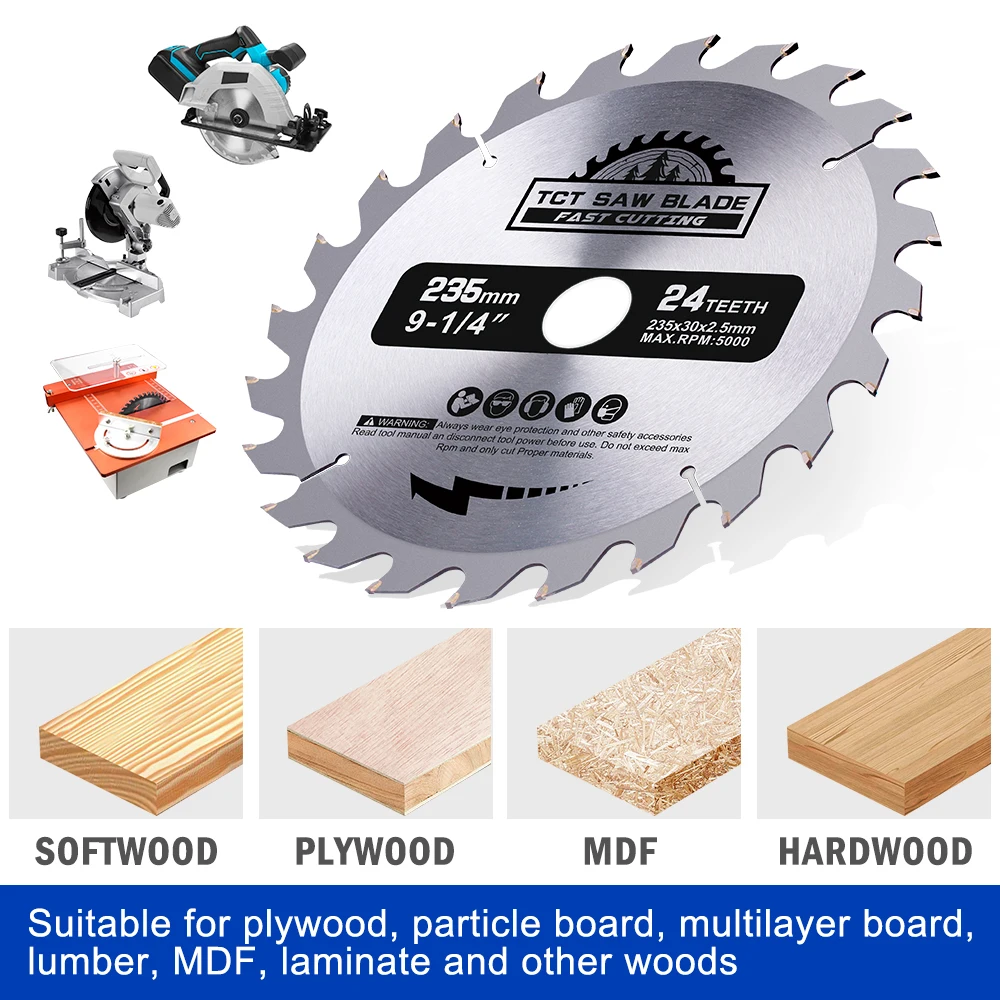 XCAN 1pc 木材切断ディスク 235 ミリメートル超硬丸鋸刃 24/40/48T 超硬チップブレード木工用