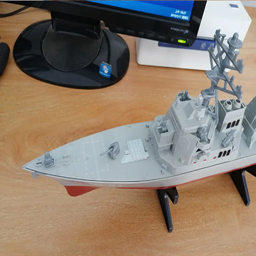 صاروخ المدمرة نموذج باخرة لعبة ثابتة مع عرض موقف سفينة حربية المدمرة سفينة عسكرية نموذج بلاستيكي حلية للتجميع #5