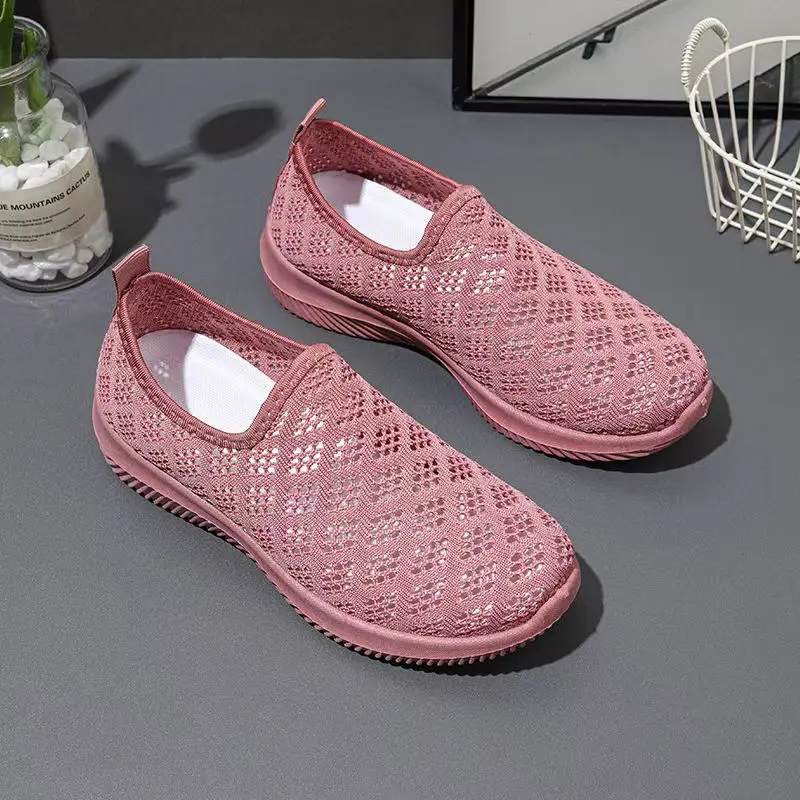 صيف جديد المرأة شبكة الجوف خارج حذاء رياضي غير رسمي لينة وحيد عدم الانزلاق تنفس جولة تو الانزلاق على أحذية مشي خفيفة الوزن