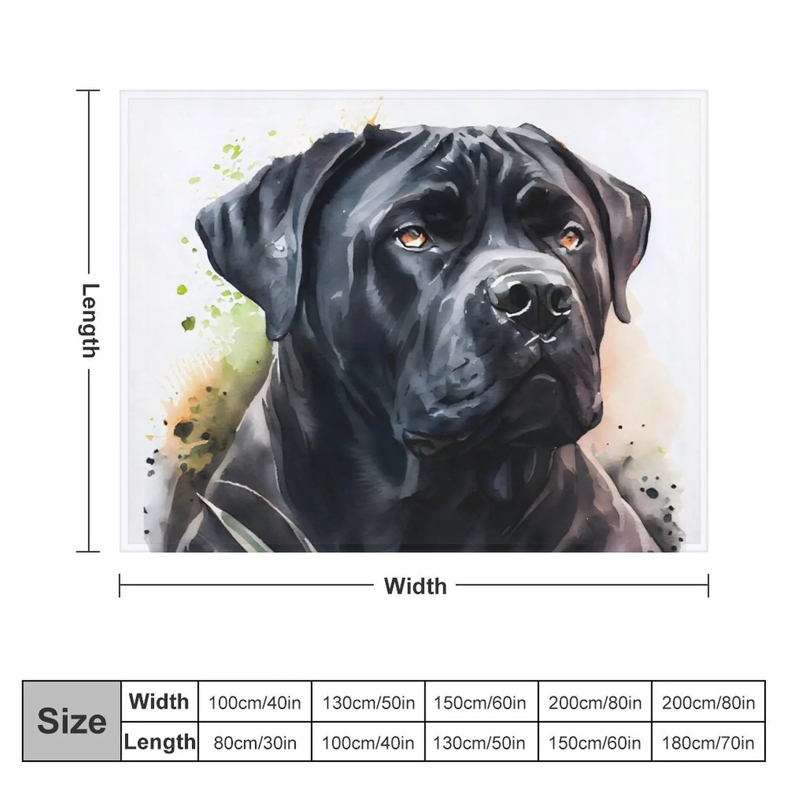 A Black Cane Corso Watercolor portrait Throw Blanket Beach Plaid Blankets