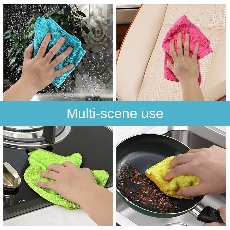 15pcs Coral Fleece Thickened Dish Cloth Does Not Stick To Oil Kitchen Household Absorbs Water Without Shedding Scouring Pad Rag