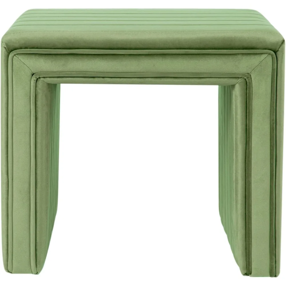 

HomePop Modern Channel Tufted Velvet Ottoman Home Décor|Ottoman for Living Room & Bedroom - Green