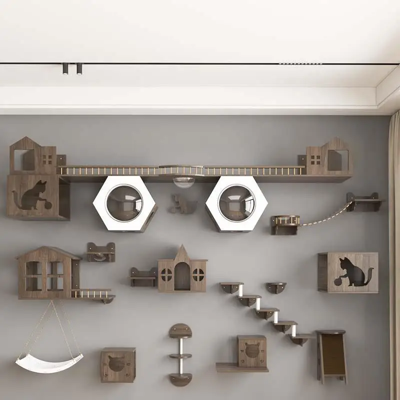 Cat climbing frame Wall type Wall type Wall type Solid wood cat nest Jumping platform Cat scratching column scratching