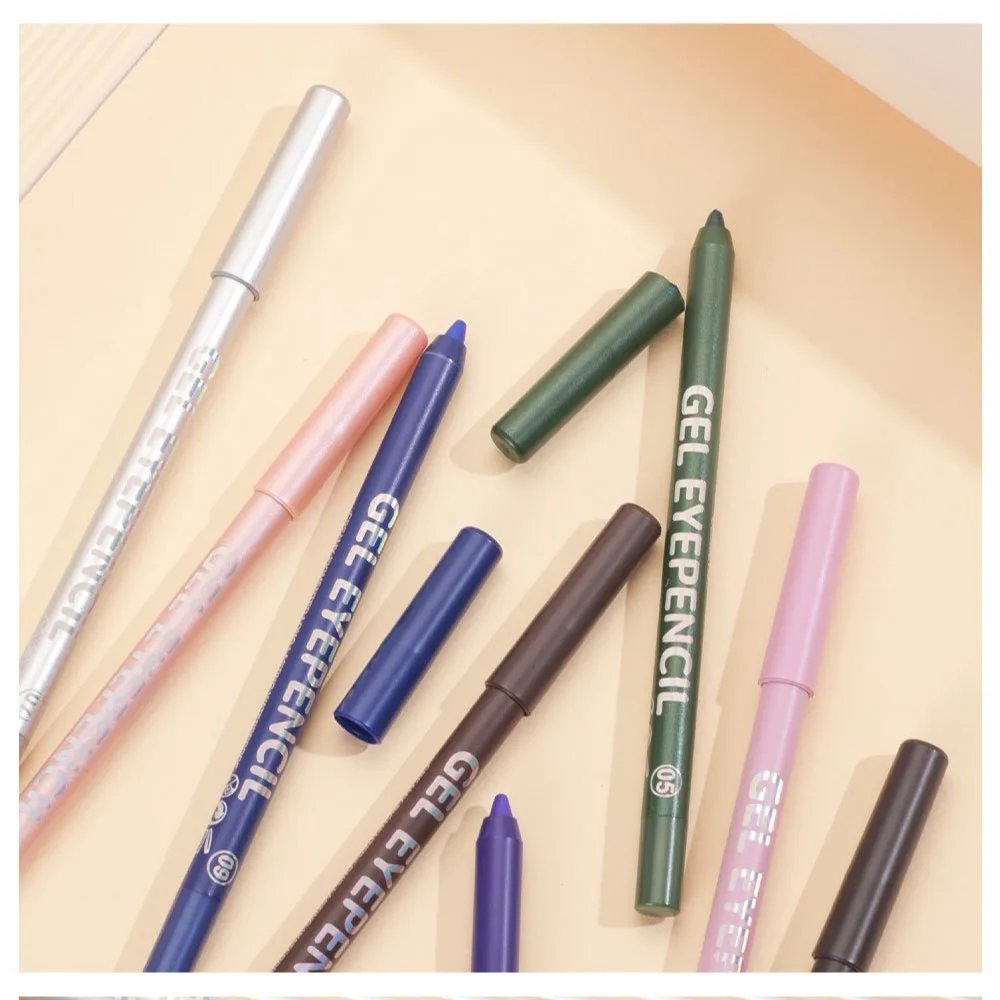 Multifunctionele 10-kleuren eyelinerpotlood Mat Langdurig gekleurd wenkbrauwpotlood Parel Transpiratie Eyeliner Pen Dames Cosmetisch