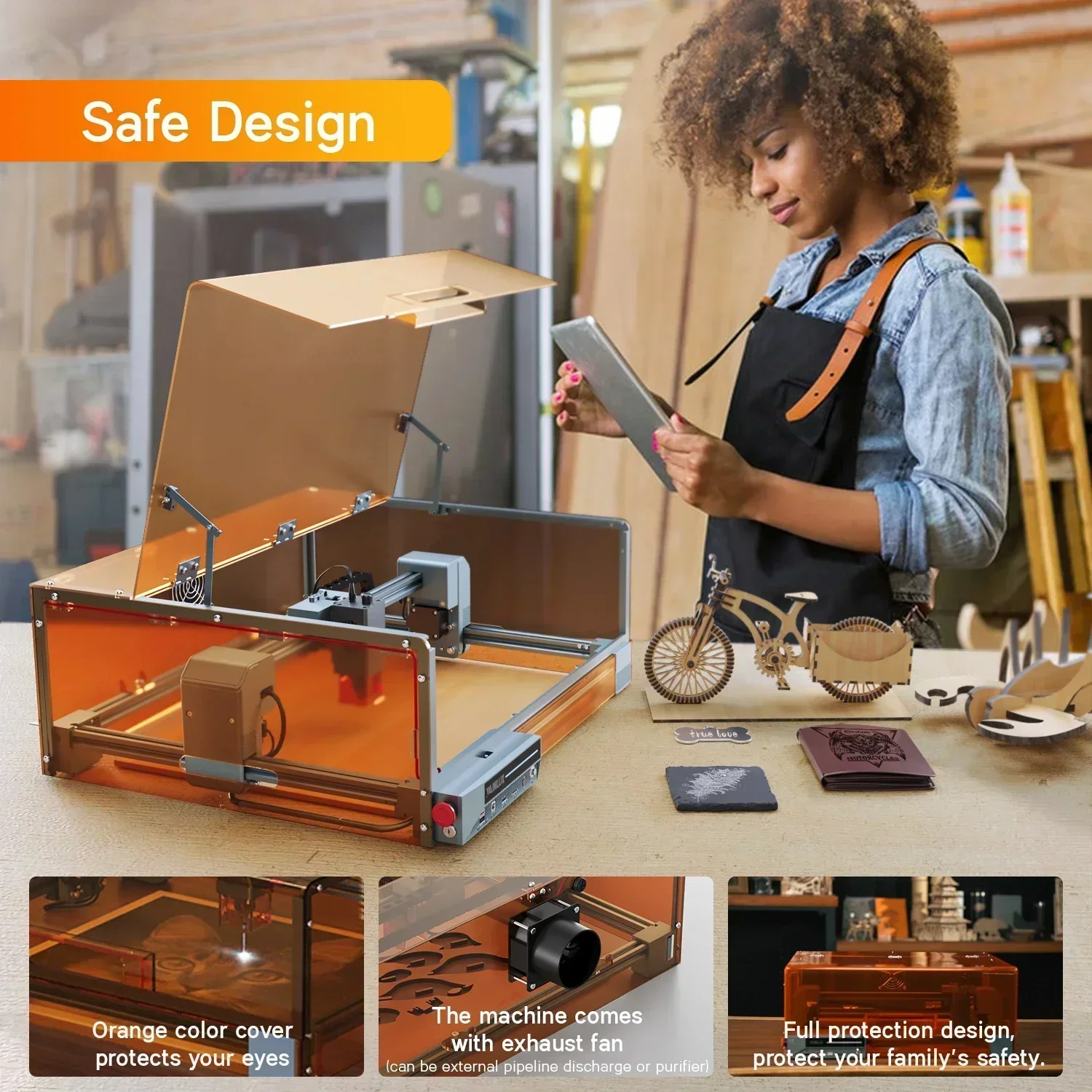 HLONGDA X1 10W Laser Engraver Laser Cutter Engraving Machine for DIY Personalized Gifts Precisely Laser Engraving Machine