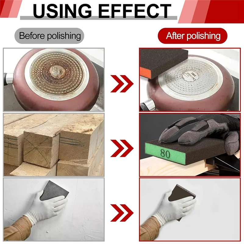

【Rushed】8 Pack Sanding Sponge, Washable And Reusable Sanding Blocks For Drywall Wood Metal Furniture, 60/80/120/220 Grit