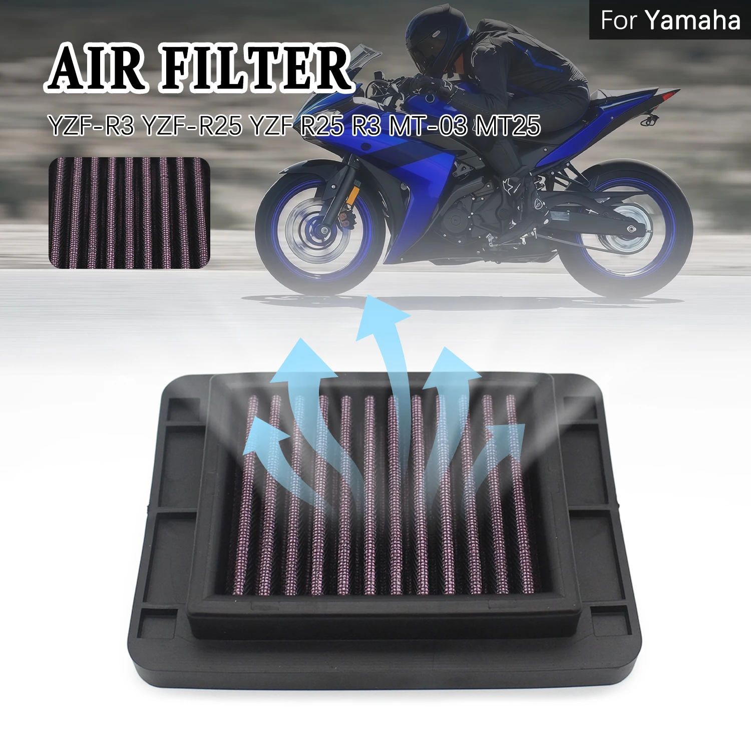 Filtro de Aire para Motocicleta YAMAHA YZF-R3 YZF-R25 YZFR3 YZFR25 MT-03 MT03 TMAX530 TMAX500 TMAX 530 T-MAX 500 XP530 XP500
