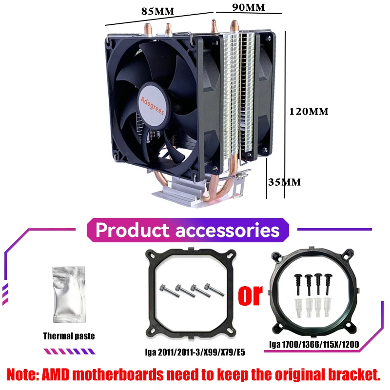 X99 CPU Air Cooler 3PIN/4PIN Lightless PC Processor Radiator For Intel LGA 1151 1155 1200  1700 2011 AMD AM3 AM4 AM5 Ventilador