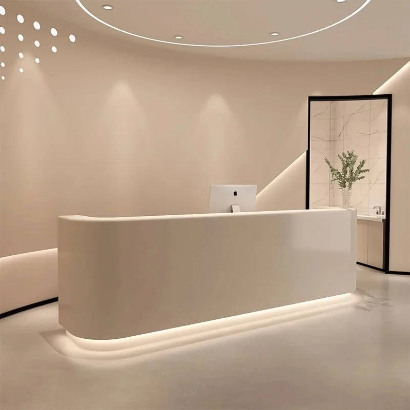 custom.Simple Modern Company Reception Desk Beauty Salon Hotel Reception Desk Baking Paint Reception Desk