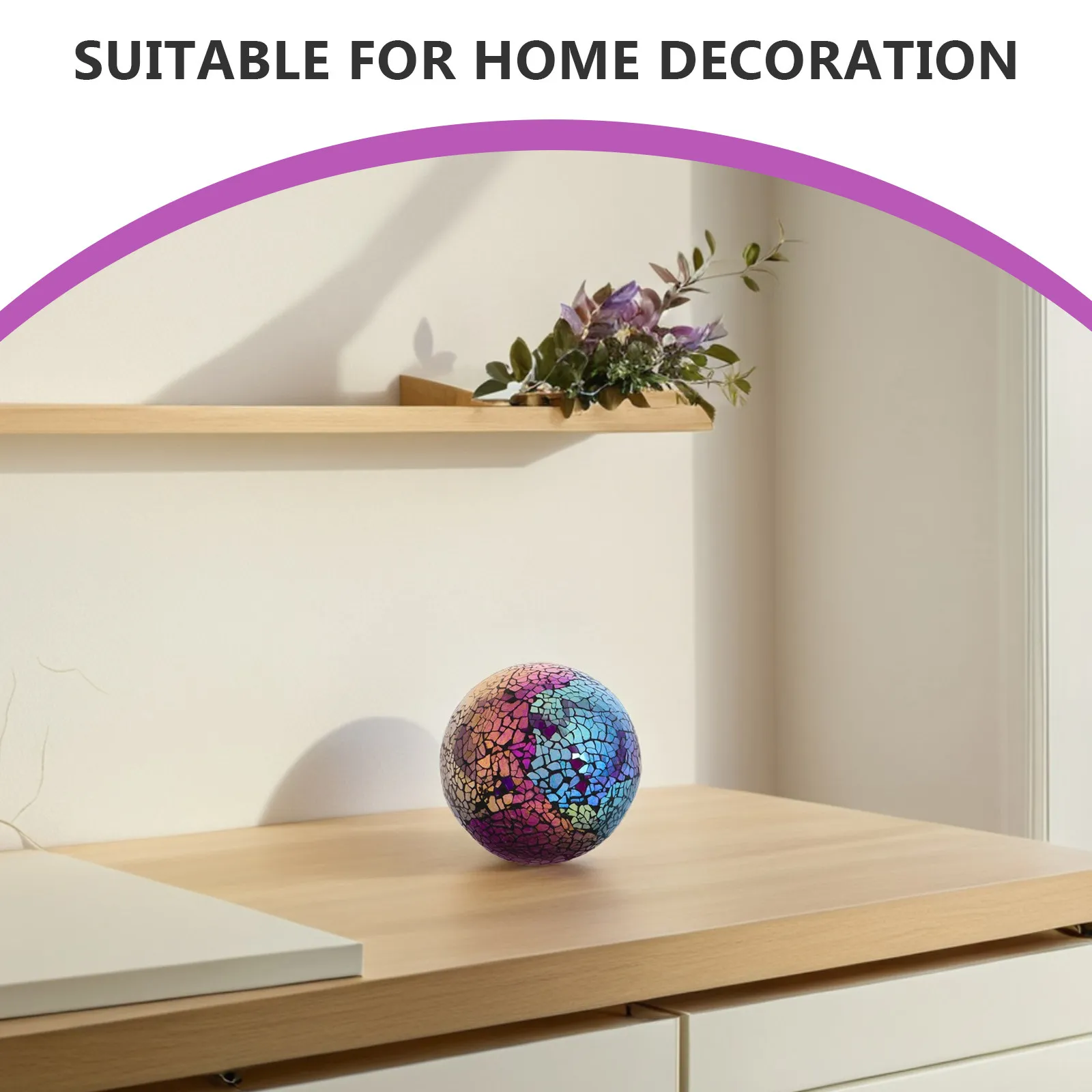 Mosaic Glass Ball 4 Inch Decorative Orbs Garden Sphere Sunlight Reflective Artistic Glass Orb for Home Decor Bowl