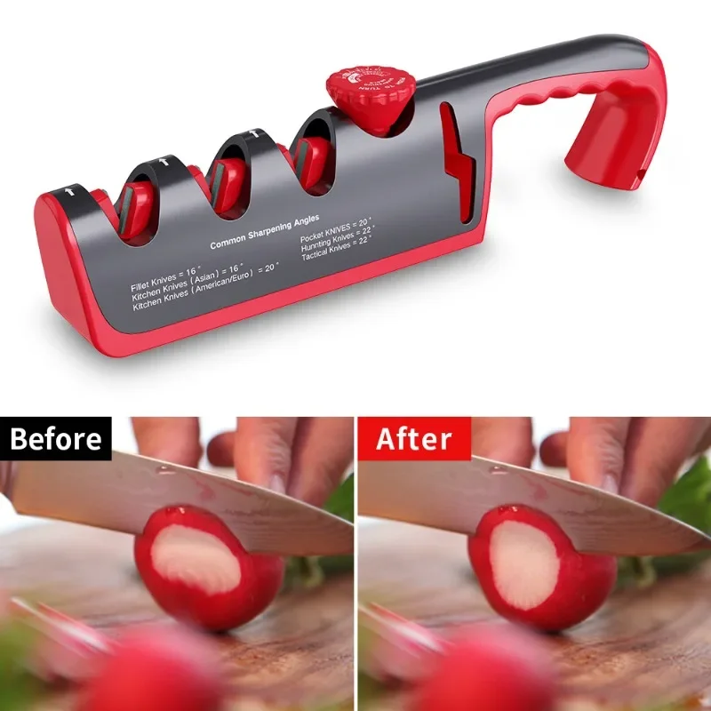 Adjustable Angle Knife Sharpener, Scissors Sharpening Stone, Professional Kitchen Grinder, Fine Grinding Whetstone, 4 Stages