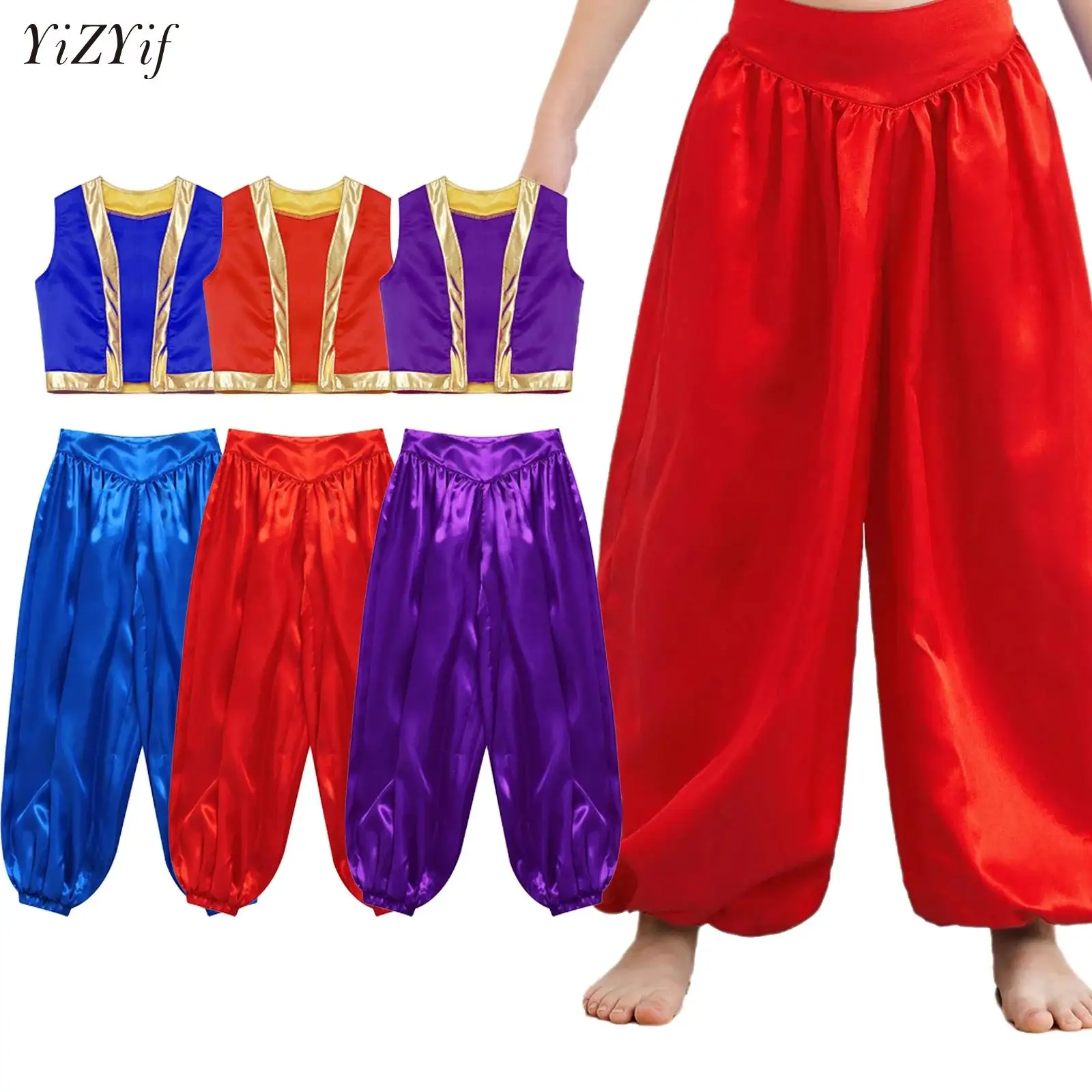 Costume de ventre pour garçons, Prince arabe, princesse, Cosplay, gilet, pantalon, Costume, fête d'halloween, carnaval, spectacle sur scène