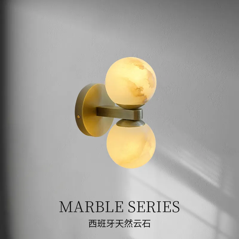 American retro marble bed and breakfast home wall lamp wabi sandy wind Japanese model room hotel stairs entrance bedside wall la