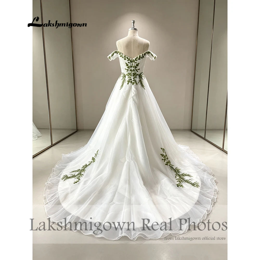 Lakshmigown Grünes Gothic-Hochzeitskleid 2027 Echte Fotos Spitze Off-Shoulder Bohemian Alternative Brautkleid Maßanfertigung – Detail 6