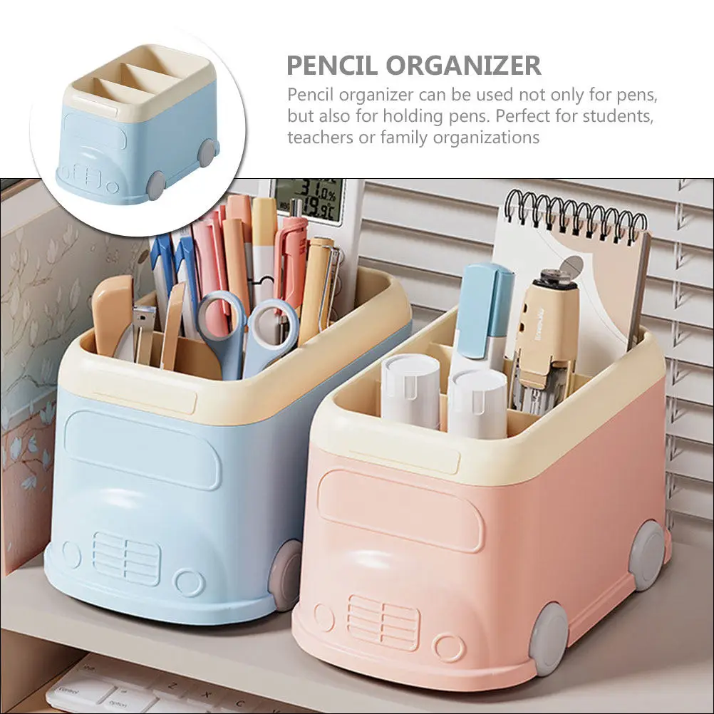 3-Compartment Desktop Organizer Plastic Pen Pencil Holder for Art Supplies Makeup Tools Remote Controls Glasses Sundries