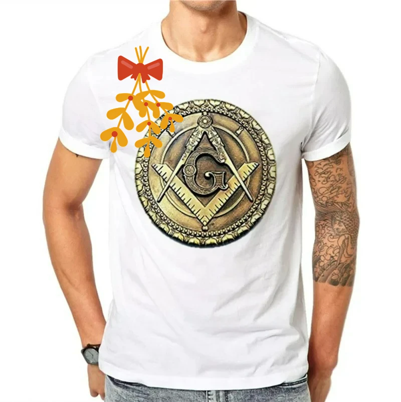 Masonic G Square & Compasses Badge Freemason T-Shirt 100% Cotton O-Neck Summer Short Sleeve Casual Mens T-shirt Size S-3XL