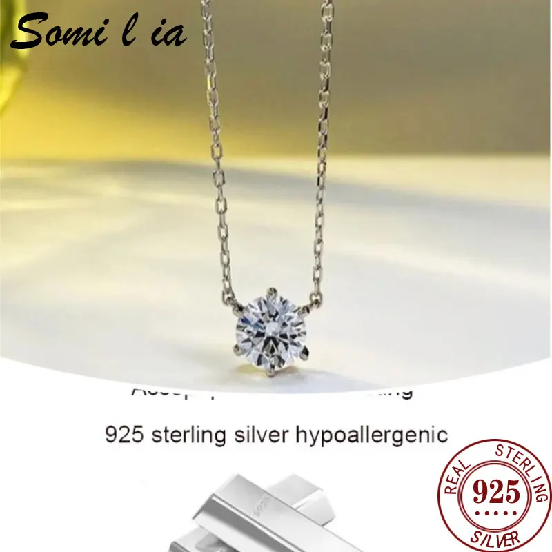 

SOMILIA 18K gold Plated Fashion 100% 925 Sterling Silver Necklace For Women Korea Clavicle Chain Necklace Trendy Jewelry