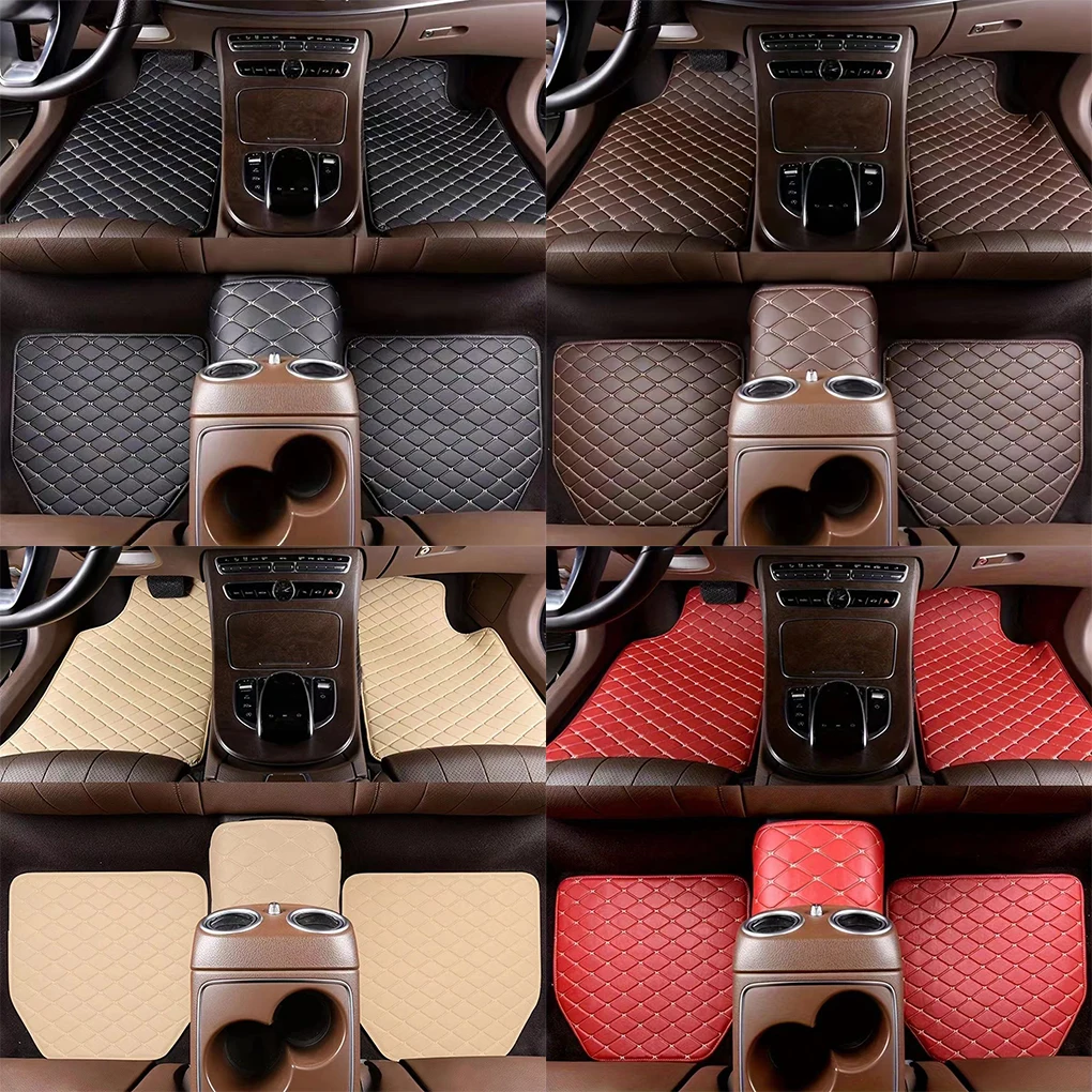 5PCS/Set Car Floor Mats Universal Leather Waterproof Auto Foot Pad Protector Carpet Front and Rear Mats Set Auto Accessories