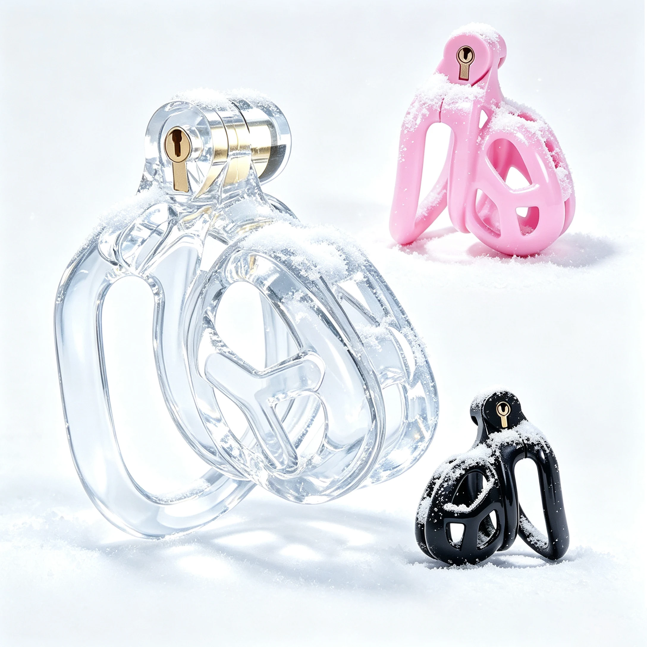 New Pink Male Chastity Cage Lock Cock Device Kit With 4 Arc Penis Rings Sex Toys For Men Gay Scrotum Adult Games Sex Shop 18+