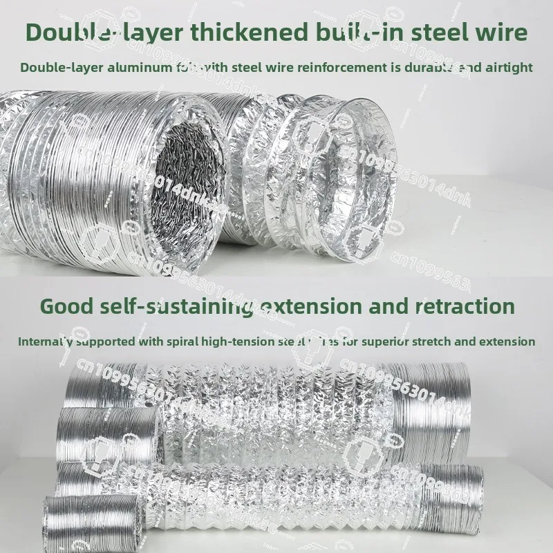 Smoke Exhaust Hose Foil Ventilation Pipe Hose Duct Ventilation , Exhaust , Double-layer Aluminum Pipe High Temperature