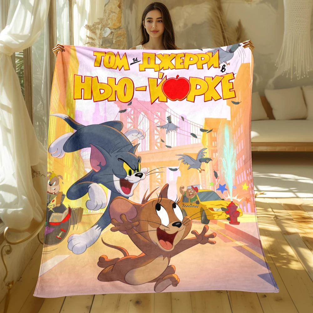 Film Tom and Jerry Cartoon Printed Large Soft Warm Flannel Throw Blanket.Sofa,Camping,Outdoors,Bedroom,Travel,Picnic blankets.