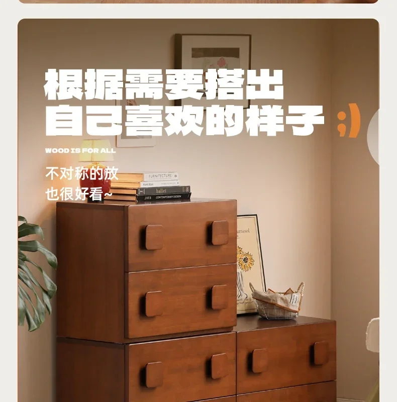 AASolid Wood TV Cabinet, Antique Module Combination Side Cabinet In Living Room, Retro