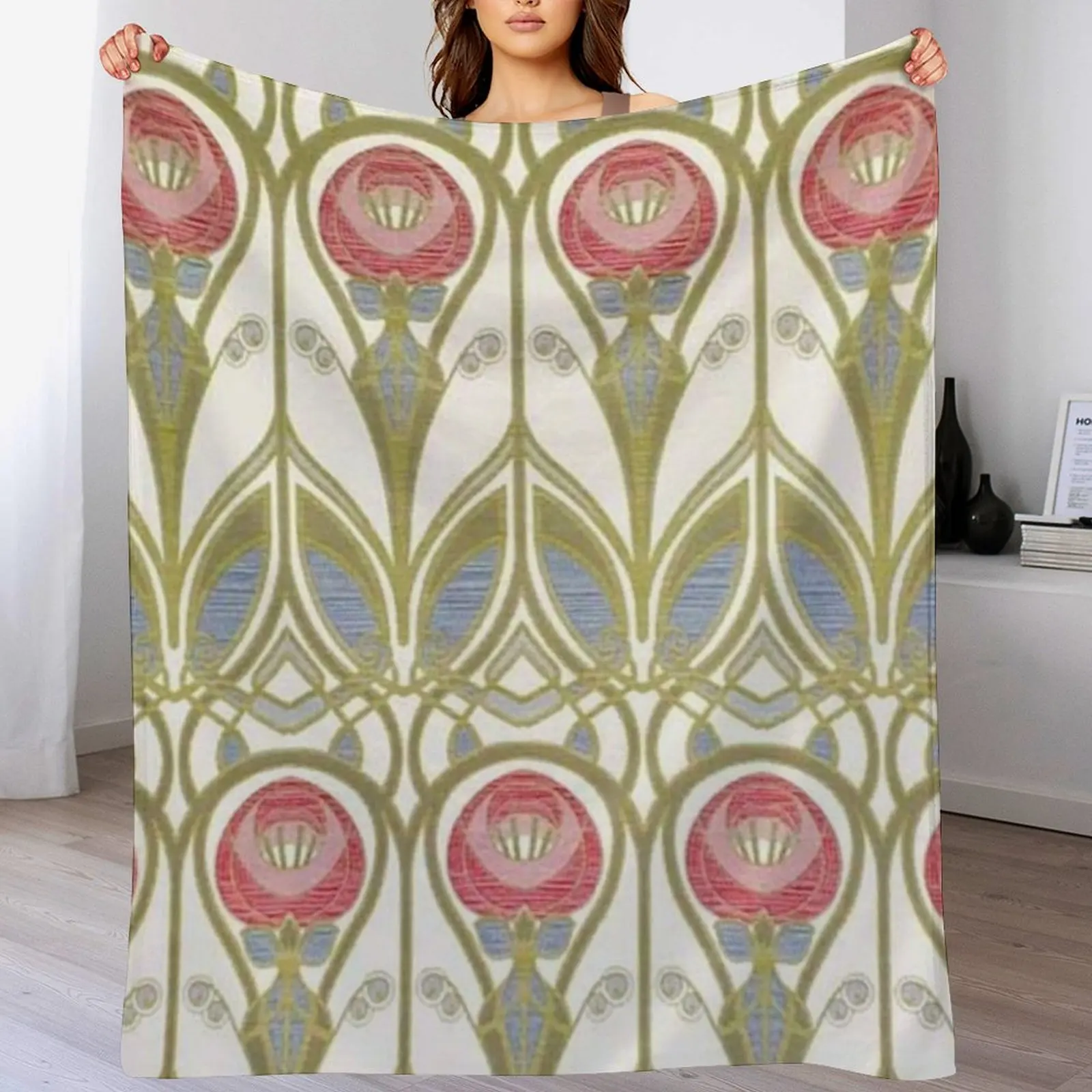 Charles Rennie Mackintosh flowers design Throw Blanket Picnic Hair funny gift blankets ands Blankets