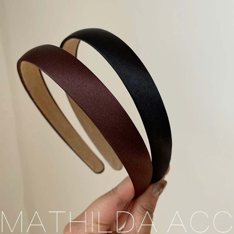 French style fine edge hairband with fashionable and Satin Silk Farbic Hair Bands Solid color retro gentle silk headband