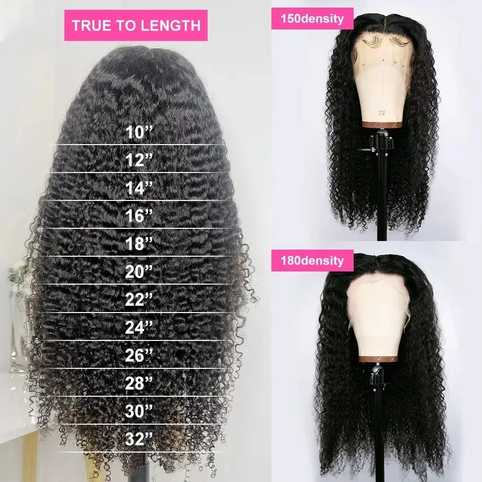 Curly Deep Wave 360 Lace Frontal Wigs HD Transparent Lace Brazilian Human Hair 200% Density 36 38 42 Inch Pre Plucked For Women