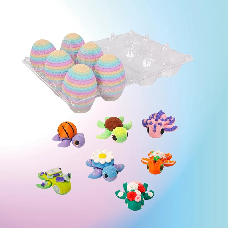 3D Printed Animal Eggs Easter Egg with Turtle Inside 6 Pieces Exquisite Colorful Smooth Texture Festival Basket Stuffers for