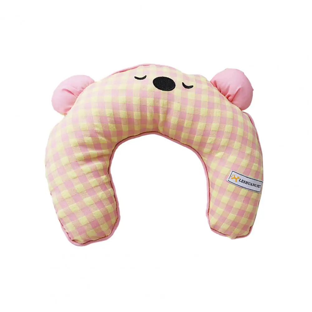 Pet Pillow Bear Non-deformable U-shaped Plaid Pattern Autumn Winter Dog Two Colours Pillow Korean