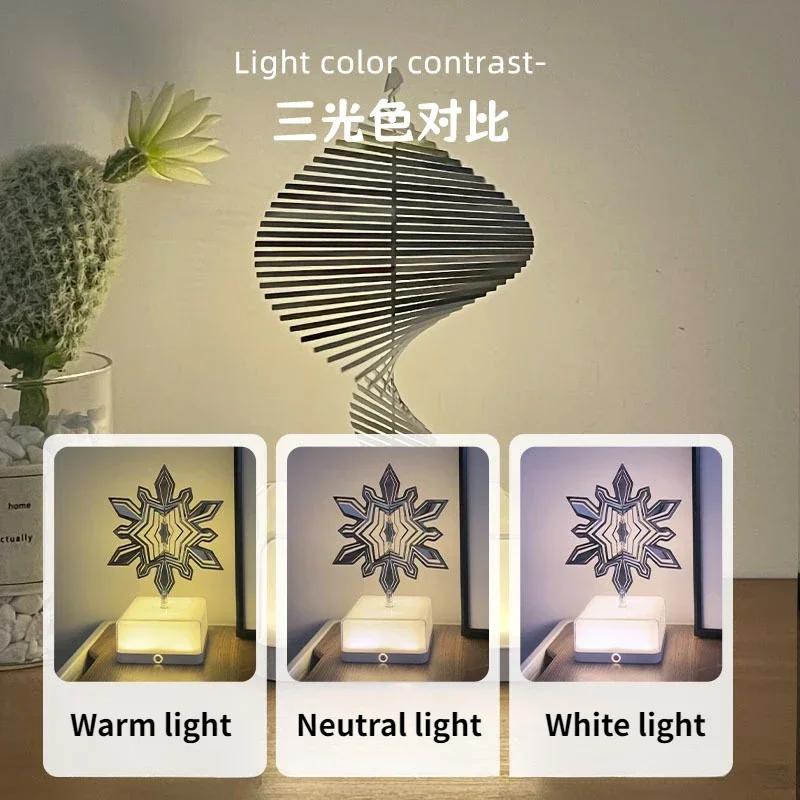 Creative Three-dimensional Rotating Atmosphere Light Bedroom Decoration Ornament USB Charging Table Lamp Holiday Gift