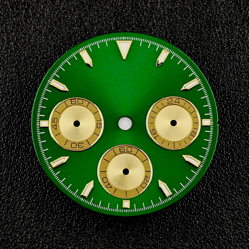 Cadran VK63 pour hommes, logo personnalisé, cadran de synchronisation, cadran lumineux vert adapté au mouvement à quartz VK63, accessoires de montre