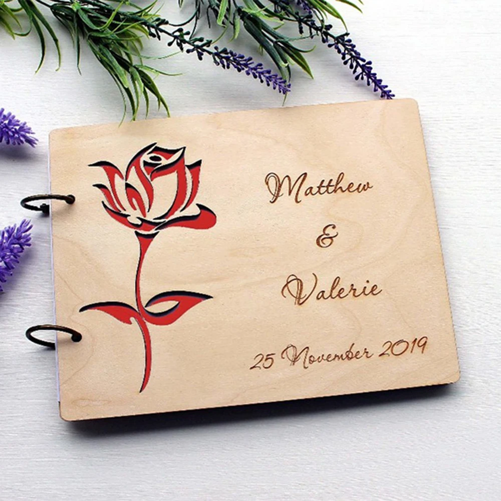 

Customized Wooden Wedding Guest Book Gifts for Wedding Guestbook Signature Book Wedding Souvenir Book Questbook for Weddings