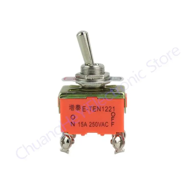 10Pcs E-TEN1221 4 Pin SPST 4 Terminal ON-OFF 15A 250V Toggle Switch TEN1221