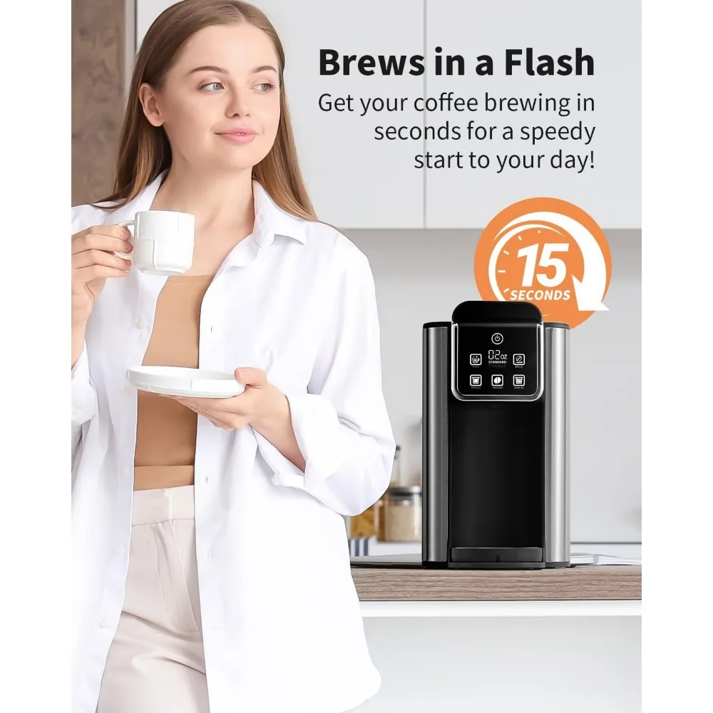 

Hot & Iced Coffee Maker with Bold Setting, 6-14 oz Brew Sizes, 50 oz Removable Water Tank, with Reusable Filter, Black
