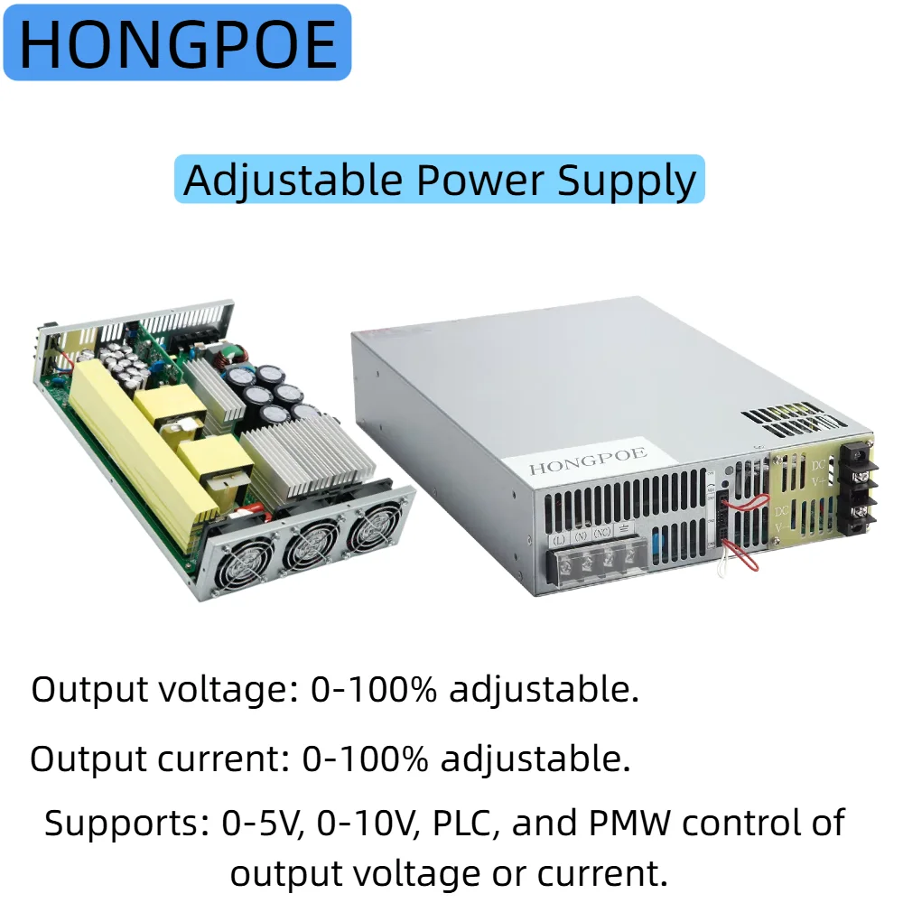 

110VAC 220VAC 380VAC Power Supply 1500W-8000W 0-5V 0-10V PLC PMW Control Output Voltage Current Adjustable DC 0-27V 30V 36V 48V