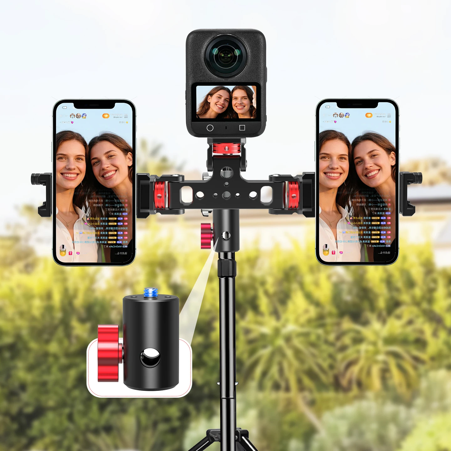 10-16mm Dia. Light Stand Adapter Quick Release Mount for Gopro /Insta360 /DJI Osmo360 Action Camera for Arca Ball Head Tripod