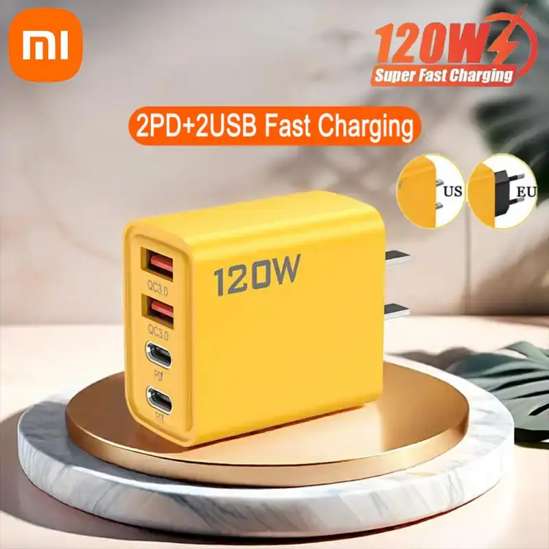 Xiaomi 120w USB Fast Charger 4 Ports PD Type C Quick Charge Phone Charger Adapter For IPhone Samsung Huawei USB C Wall Charger