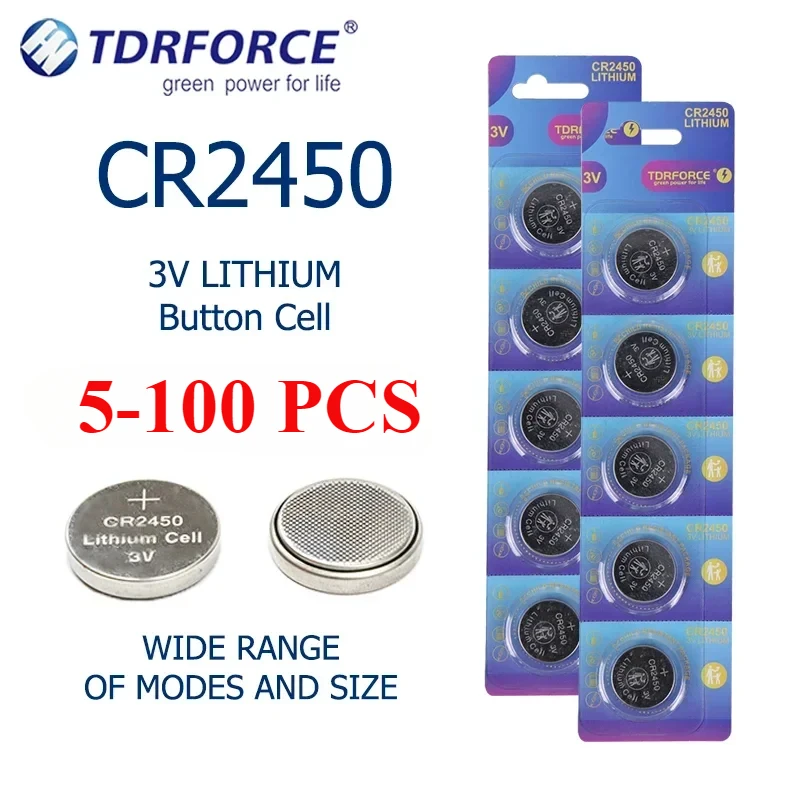 5-100PCS CR2450 Button Cell Battery cr2450 3V Lithium Battery Coin Batteries  for Watch Calculator Toy Car Remote Scales