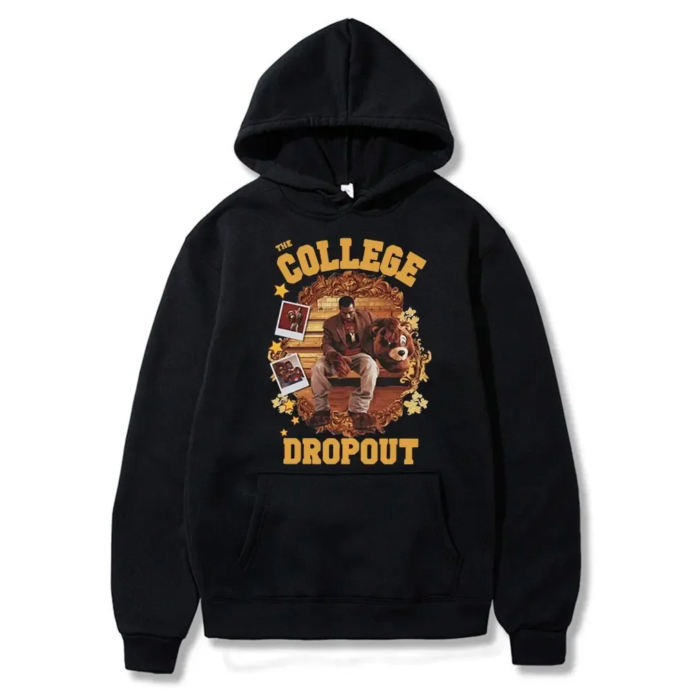 College Dropout Hoodie Kanye Weesst Music Album Printed Sweatshirts Casual Oversized Hoodie Hip Hop Streetwear Men's Clothing