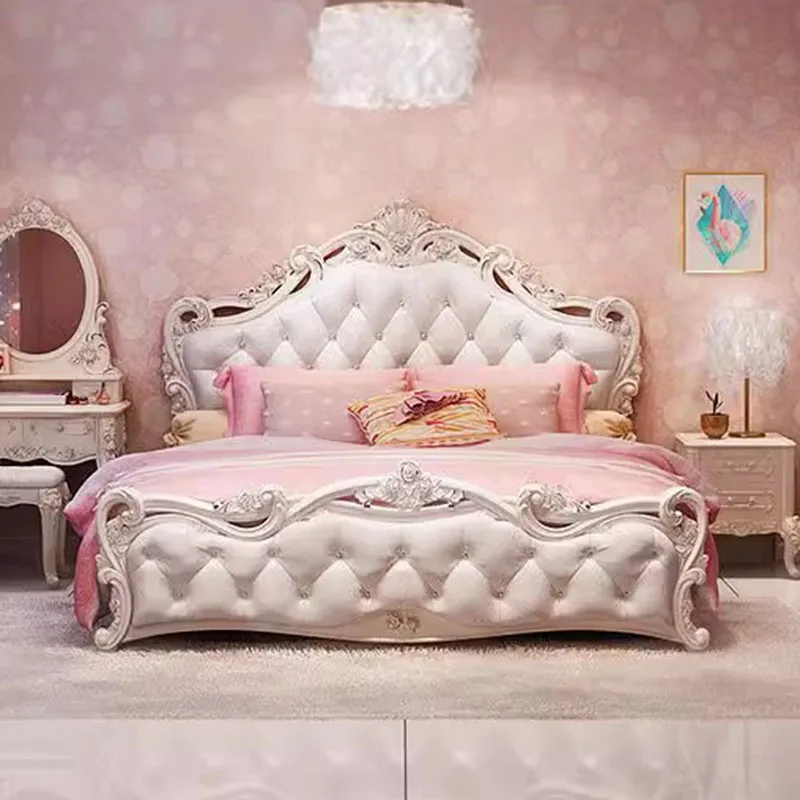 King Size Headboard Double Bed European Pretty Living Room Frame Double Bed Luxury Modern Cama Matrimonial Bedroom Furniture