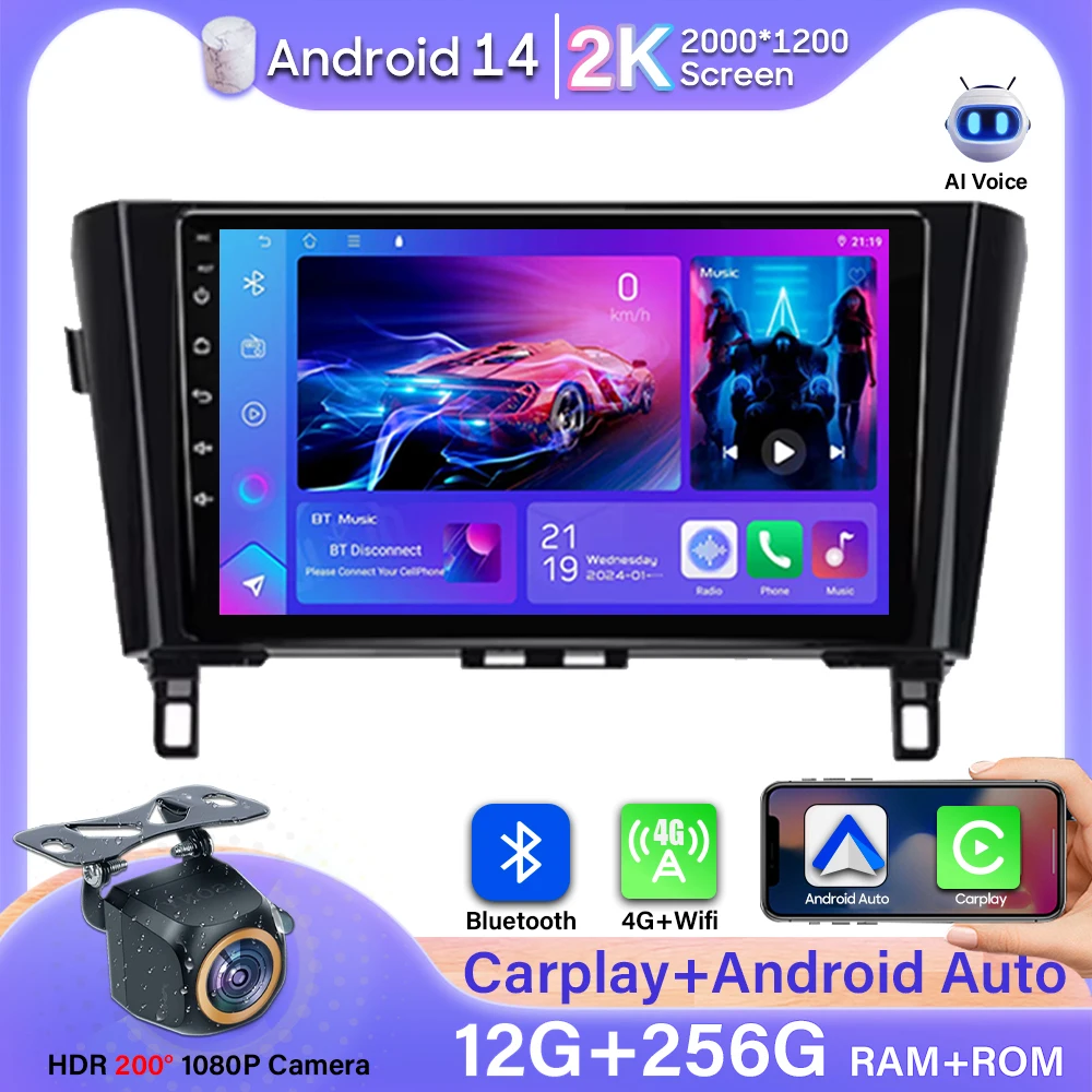 

Android Auto для Nissan Qashqai J11 X-Trail 3 T32 2013-2017 Автомобильный радиоприемник Carplay GPS-навигация Видео без 2din Stereo BT